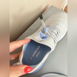 Clove healthcare sneakers in grey and a purplish-blue. Only worn once.